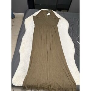 Neiman Marcus XL Olive Green Camouflage Heather‎ Jersey Knit Belted Maxi Dress